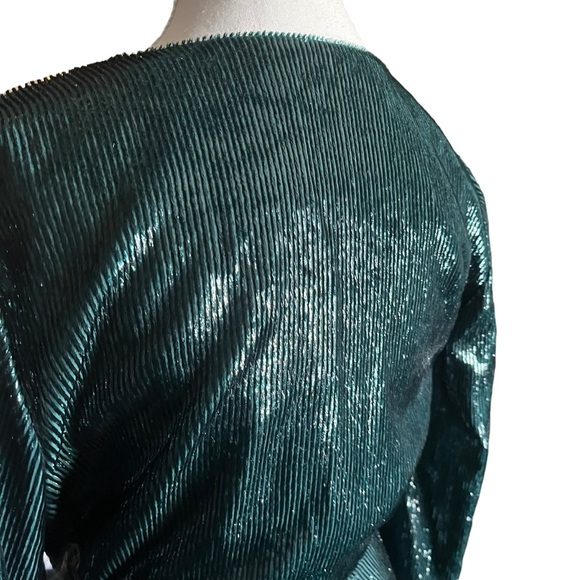 Amanda Uprichard Women's Small Long Sleeve Roma Dress in Ansella Burnout Green - Picture 9 of 11